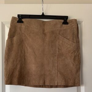 Suede Mini Skirt in Tan